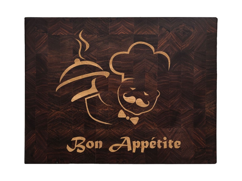 Bon Appetite Cutting Board. End Grain Walnut Cutting Board. Inlay