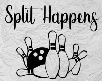 Bowling - Split Happens - Bowling Pins and ball - Digital Download - svg dxf png eps