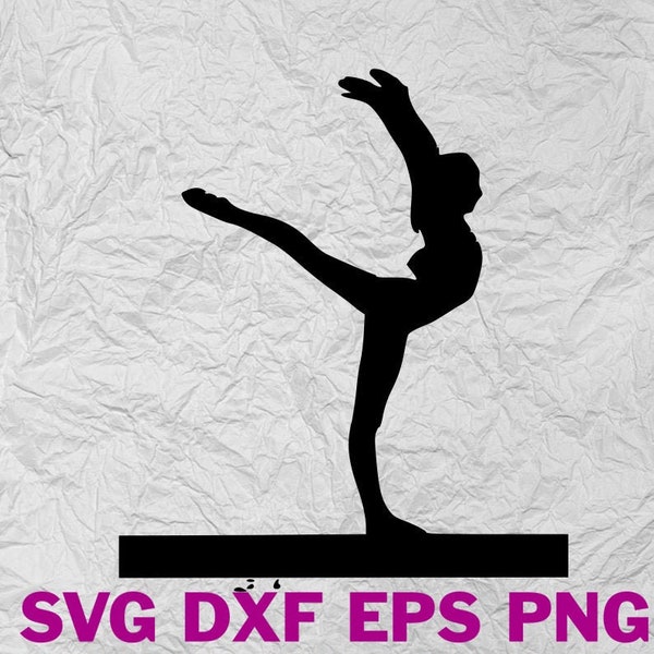 Gymnast - Gymnastics - Balance Beam  - Digital Download - svg dxf png eps