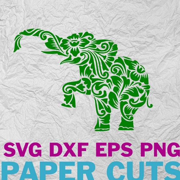 Elephant - Decorative Elephant - Design - Digital Download - svg dxf png eps