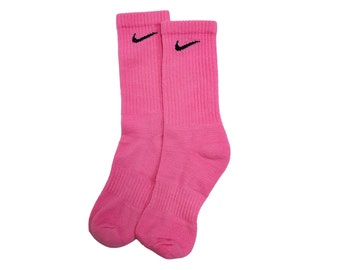 HOT PINK - Official Nike Dyed Socks - Hand Crew Socks Tye Dye Nike Hypebeast Rare Quality Socks Cotton Professionally Dyed Colors Goods