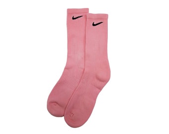 LIGHT PINK - Official Nike Dyed Socks - Hand Crew Socks Tye Dye Nike Hypebeast Rare Quality Socks Cotton Professionally Dyed Colors Goods