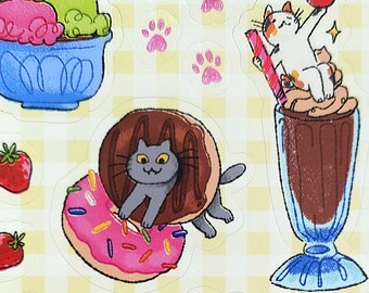 Sticker Sheet Dessert Cats