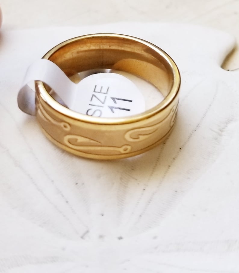 Ring wedding band men/'s fishing theme