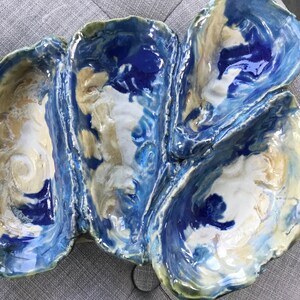Oyster Plate, Ceramic Round, Navy