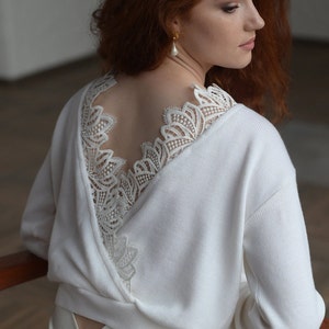Bridal white sweater, Knit wedding sweater, Cover for bride, Bridal ivory coat, Wool knit wrap, Bridal separates ivory pullover