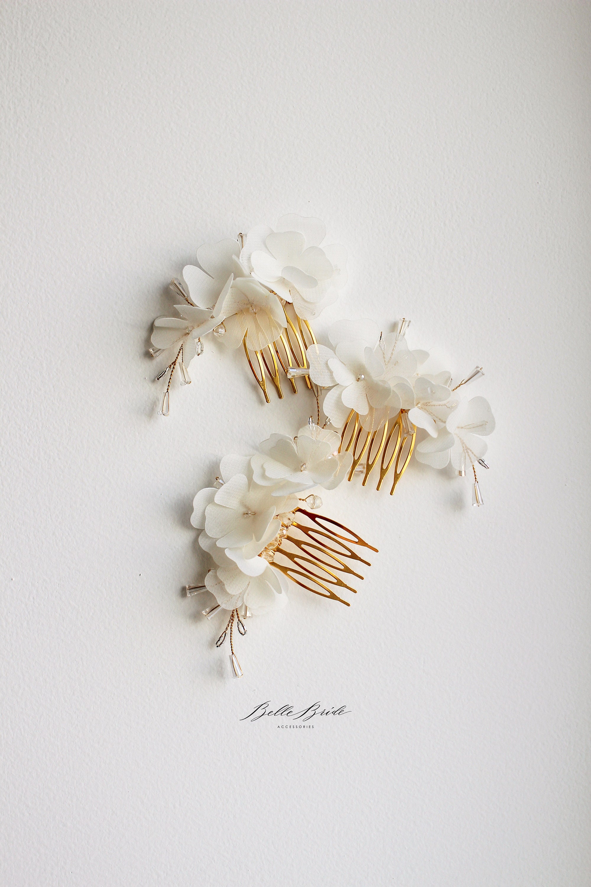 Hair Ornament With 9 Chiffon Flowers And Lace Flower 61
