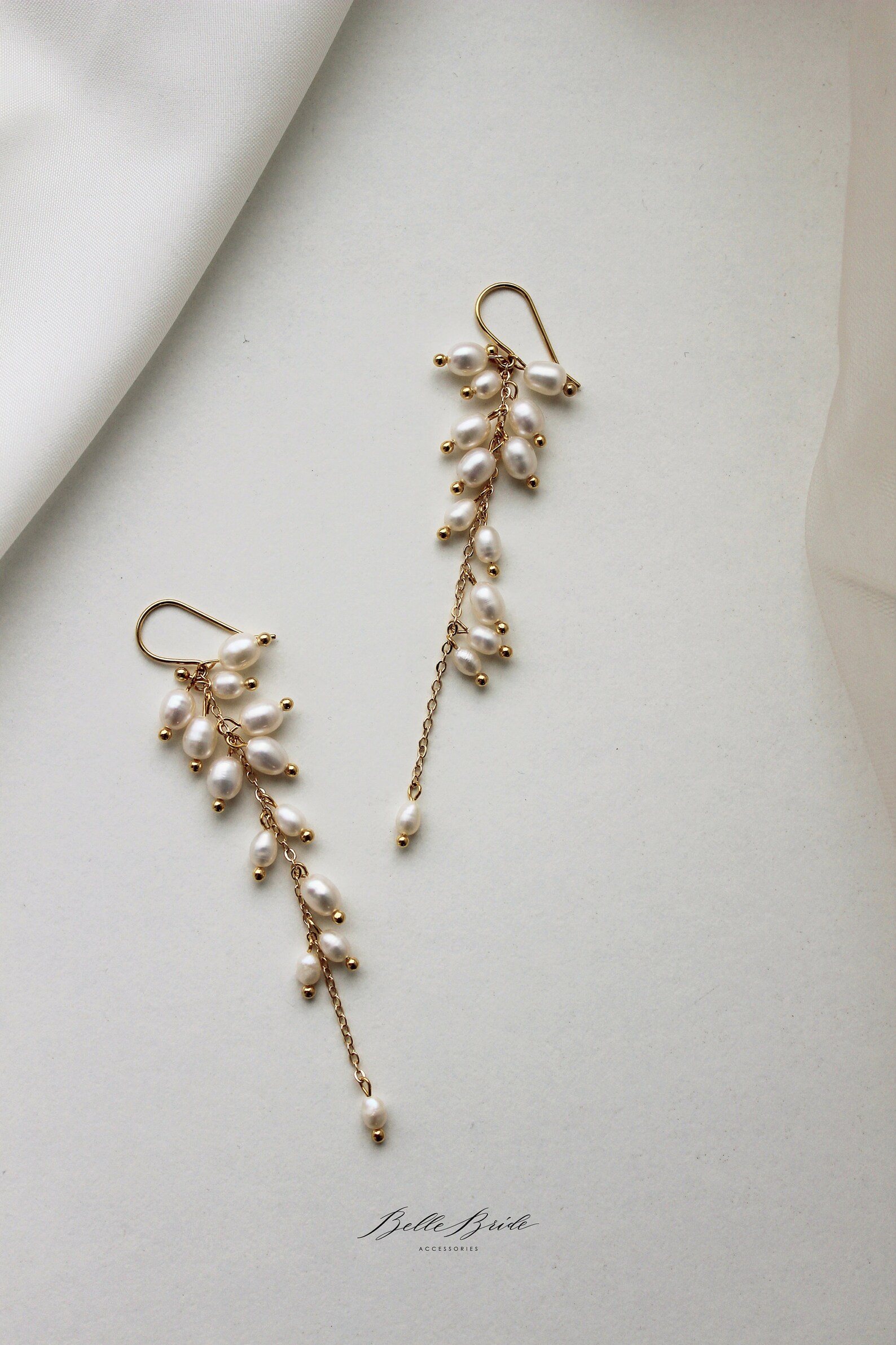 Vine Statement Earrings Long Drop Earrings Freshwater Pearl Etsy