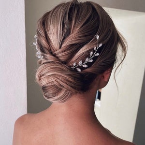 Small hair pins, Leaf hair pins, Bridesmaids hair pins, Rhinestone aesthetic hair accessories