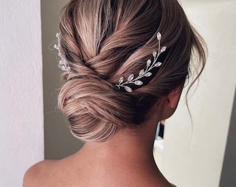 Small hair pins, Leaf hair pins, Bridesmaids hair pins, Rhinestone aesthetic hair accessories
