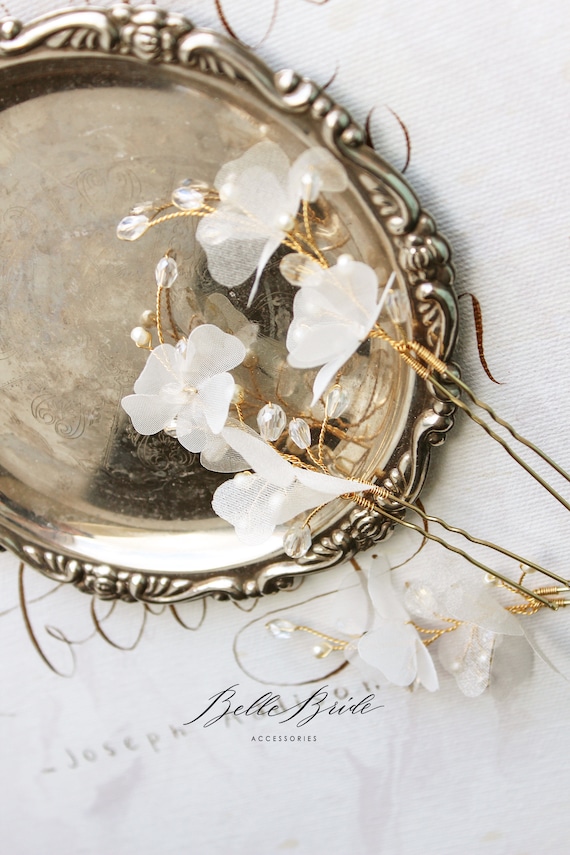 Flower Hair Pins, Set of Hair Accessories, Boho Bridal Pin  display picture 1