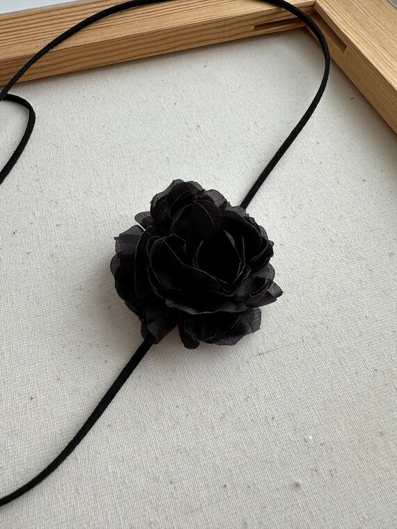 NICECRAFT 4 pezzi collane di fiori vintage nera donna, regolabile elegante boho floreale girocollo in tessuto nero bianco collana con rose per donne ragazze sposa festa compleanno collana fiore