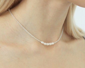 Collier de perles d'eau douce, tour de cou en fausses perles, cadeau collier rose pour elle, collier d'oxydes de zirconium cubiques, cadeaux pour maman, collier de mariage