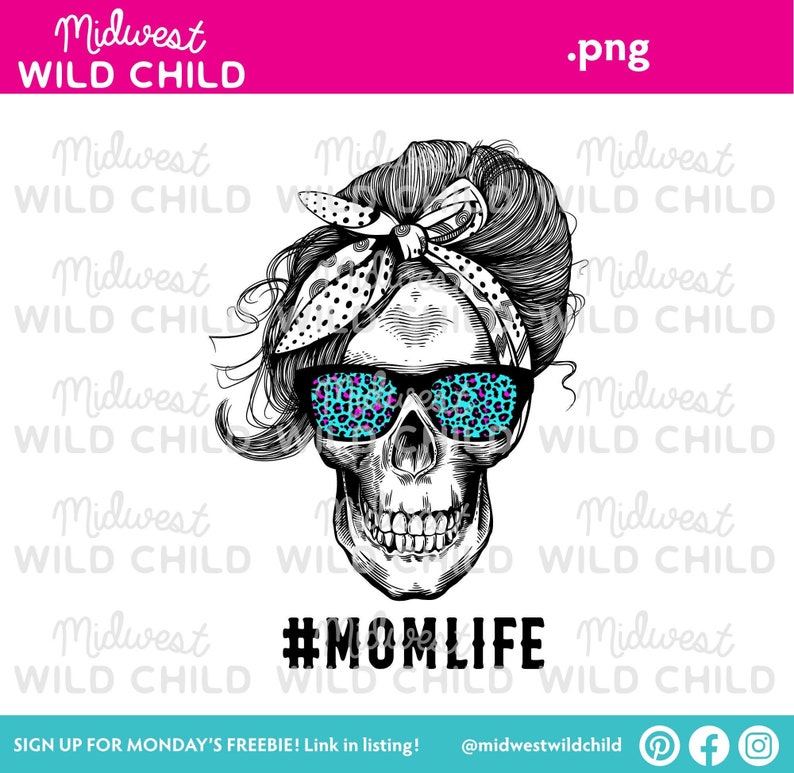 Download Momlife png Momlife Woman Skull Leopard Glasses Mommin png ...