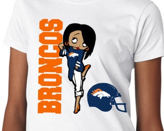 Betty Boop Broncos shirt, Ladies NFL team shirts, customized team tee, broncos tshirt, women football tshirts, women personalized team tee