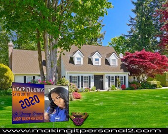 Graduation yard signs, Custom graduation signs, class of 2022 yard sign, graduation banner, yard announcements, senior banner, card my yard