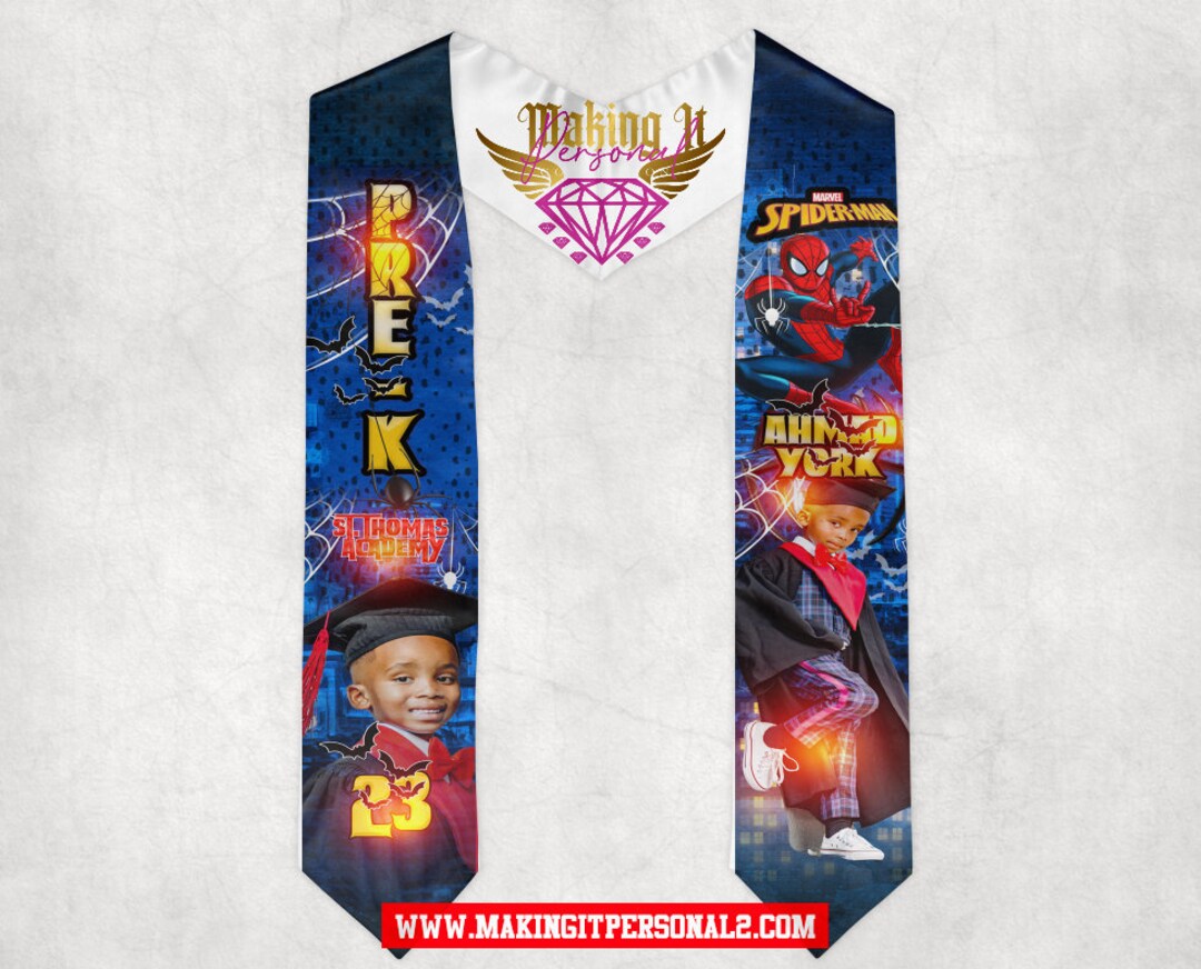 Character Inspired Kid Grad Stole, Custom All Over Graduation Stole