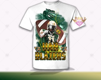Oversized football team shirts, customized team mascots, UAB blazers tshirts, men football tshirts, men personalized team tshirt, basketball