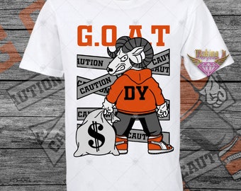 Goat Caution graphic tee, shirt to match shoes tee, Goat Caution statement tee, Sneaker Head graphic tee