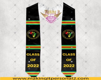 Custom Black Grad Matters Kente Graduation Stole, Custom All over graduation stole, Picture graduation stole, Grad Szn 2022, grad 2022,