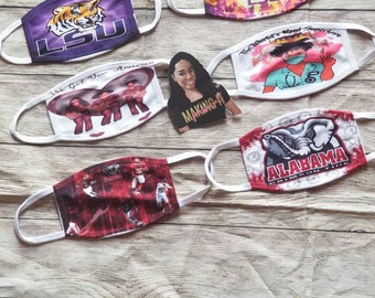 Custom face masks, personalized face masks, fashion face masks, customize your own face mask option available