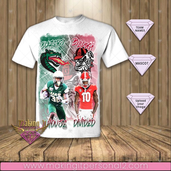 House Divided team spirit shirt, customized team mascots, falcons tshirt, High school football tshirts, personalized team tshirts