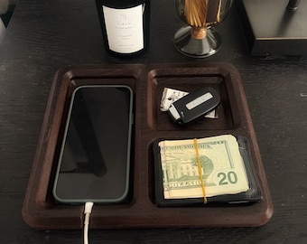 Handmade Wenge Wood Catch-All Tray - Perfect for Desk, Dresser, or Nightstand