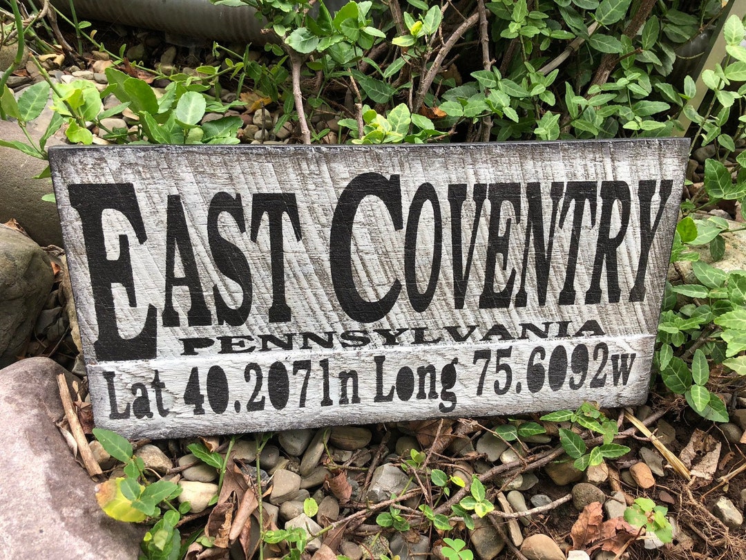 East Coventry Pennsylvania Sign Latitude Longitude Sign Etsy