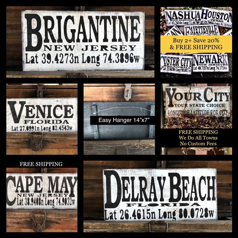 Military Gift Unique Deployment Gift Idea Unique Veteran Memorabilia Gift Unique Soldier Hometown GPS Gift Latitude Longitude Town Sign