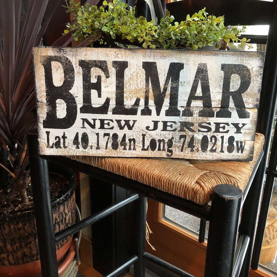 Unique Gift Belmar New Jersey GPS Coordinates Town Sign Etsy