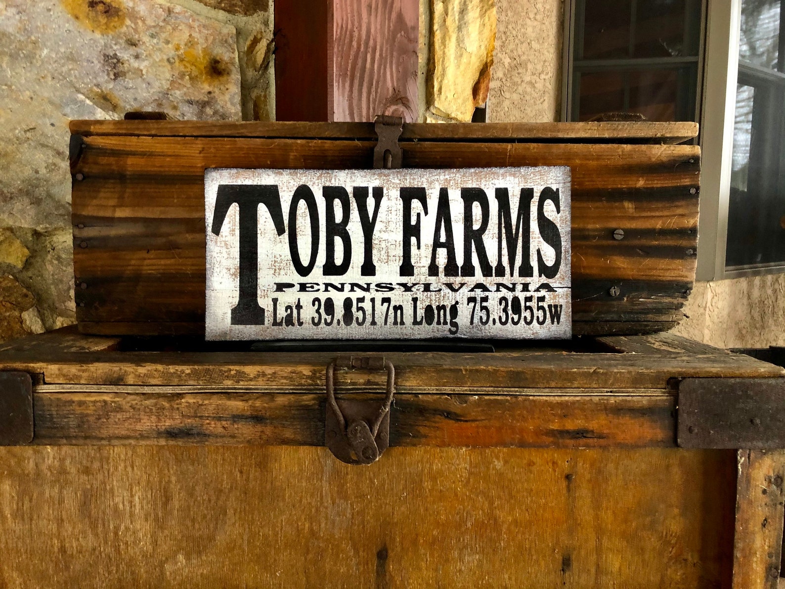Toby Farms Pennsylvania Sign Latitude Longitude Sign Town Etsy