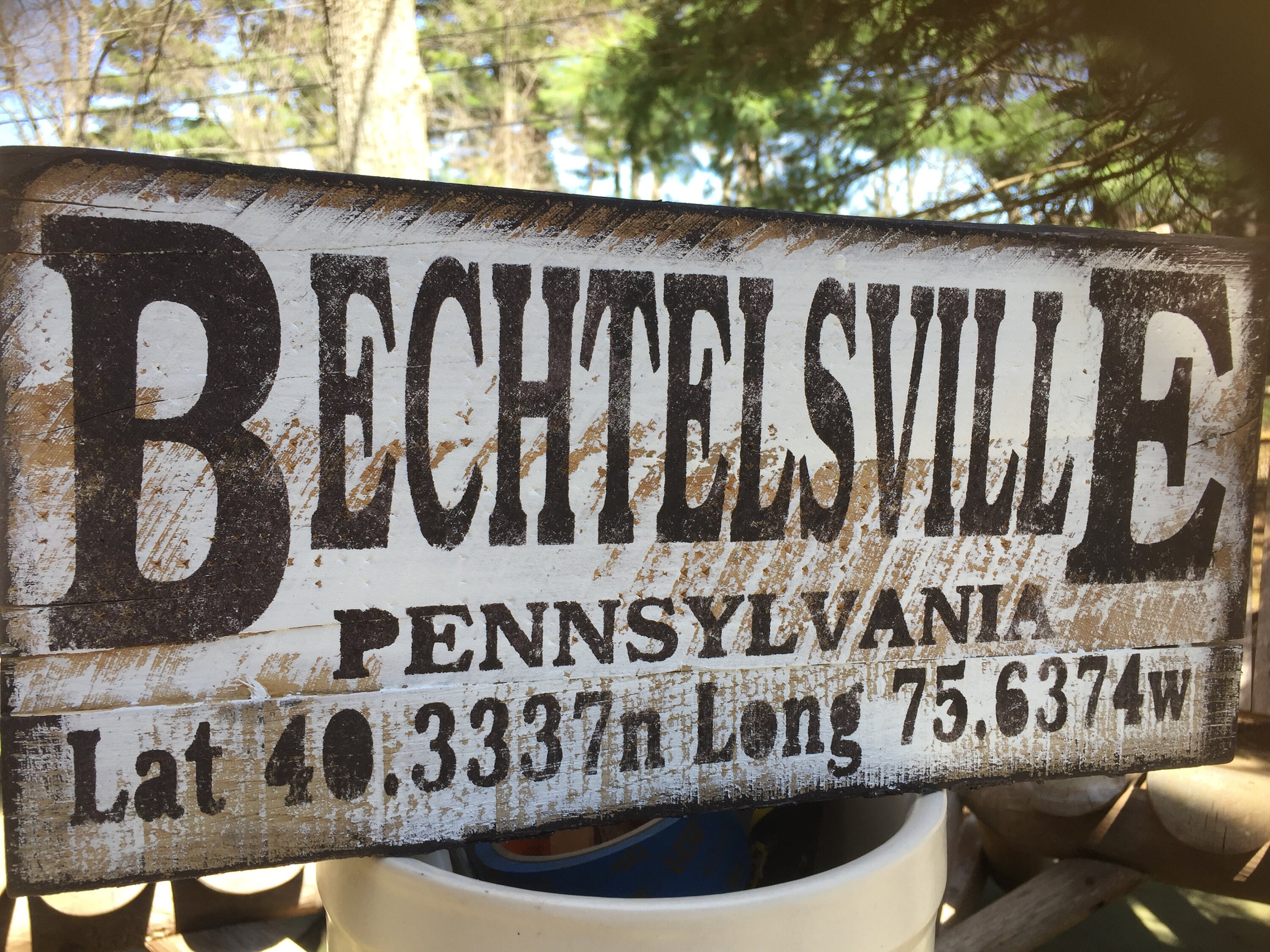 Bechtelsville PA Sign Latitude Longitude Sign Town Sign Etsy Singapore
