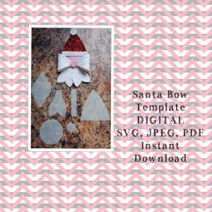 Santa bow svg, Santa bow template, bow template, hairbow SVG, Christmas bow template, Christmas SVG, digital Christmas template, Santa Bow