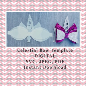 Bow template, bow svg, bow template svg, bow cut file, digital bow template, unicorn bow, hair bow template, unicorn bow template, bow shape