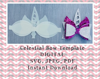 Bow template, bow svg, bow template svg, bow cut file, digital bow template, unicorn bow, hair bow template, unicorn bow template, bow shape