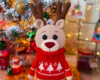 Frost The Deer + The Bear Crochet Toy Pattern. Amigurumi tutorial. Christmas gift. Digital file