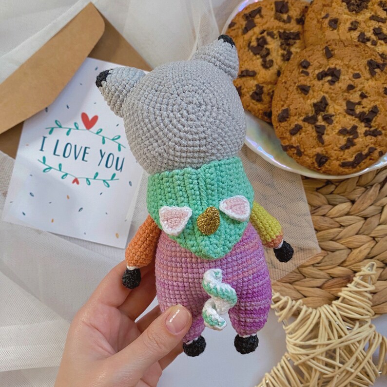 Simon the Raccoon in Unicorn Kigurumi English Crochet Pattern Amigurumi tutorial image 4