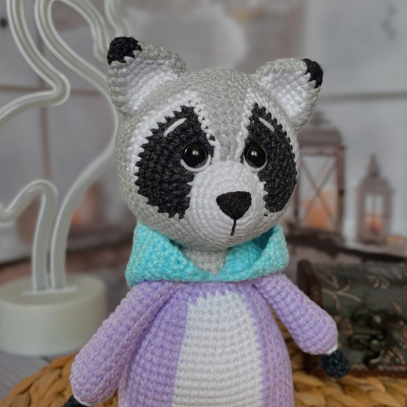 Simon the Raccoon in Unicorn Kigurumi English Crochet Pattern Amigurumi tutorial image 3