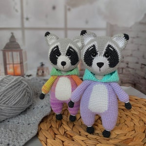 Simon the Raccoon in Unicorn Kigurumi English Crochet Pattern Amigurumi tutorial image 2