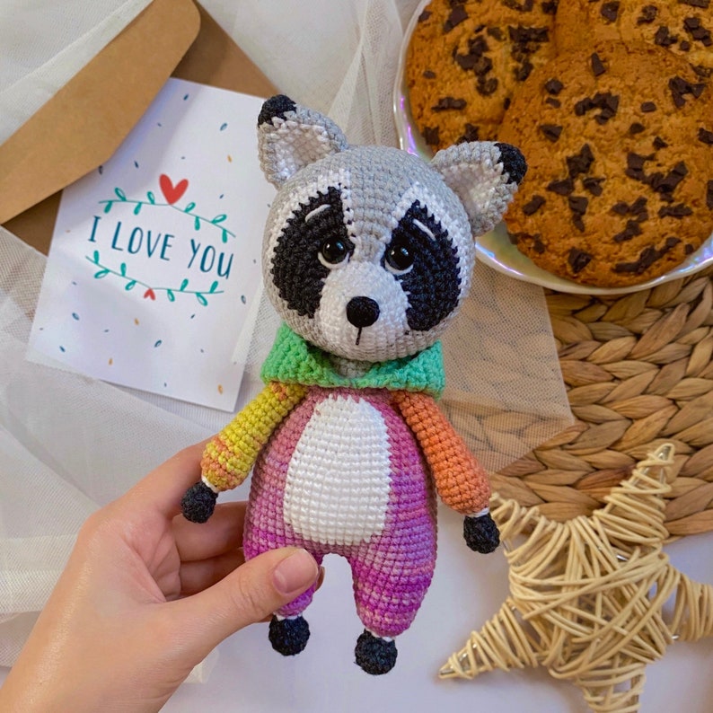 Simon the Raccoon in Unicorn Kigurumi English Crochet Pattern Amigurumi tutorial image 1