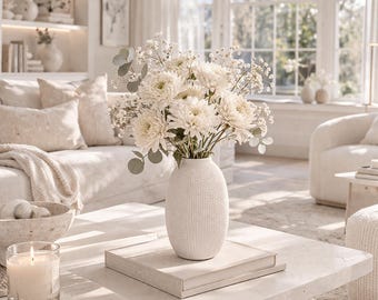 White Sculptural Textured Vase – Organic Artisan Design | Elegant Minimalist Home Décor