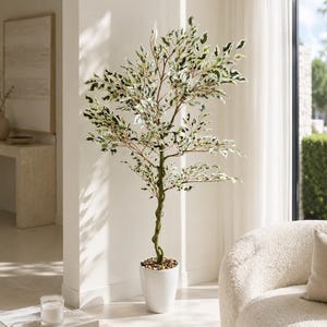 Artificial Ficus Tree 130cm in White Pot