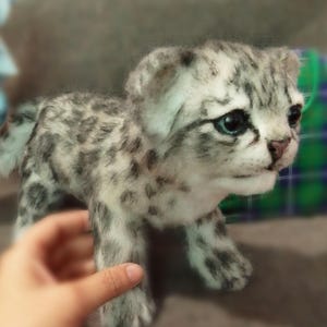 Snow leopard kitten Stuffed toy Faux fur toy Realistic toy Feral Kitten