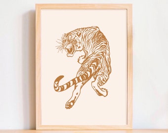 Tiger Line Drawing Etsy
