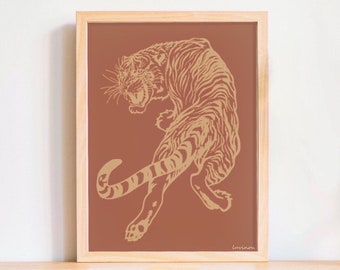 Tiger Line Drawing Etsy