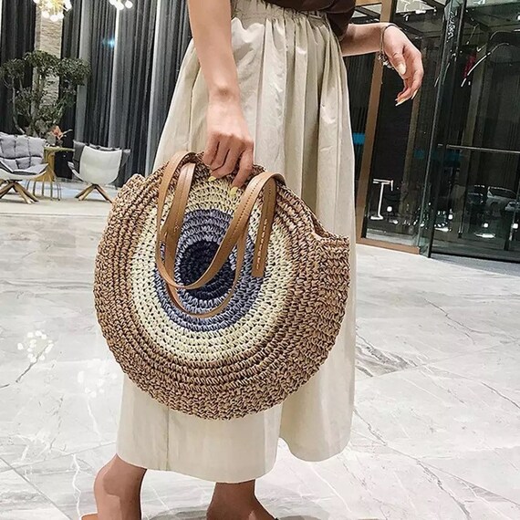 Woven Handbag Natural Bohemian Tote Messenger Shoulder Bag | Etsy