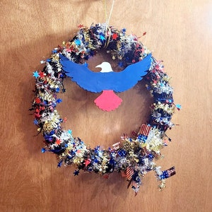 Patriotic Wreath American Eagle Patriotic 14" Glittery Wreath