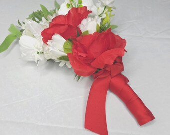 Mausoleum Bouquet with Red and White Roses 3" Stem