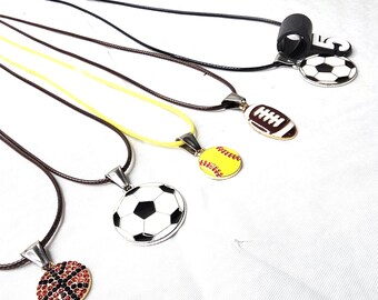 Sports necklace Soccer Softball Basketball Football Pendant Necklaces
