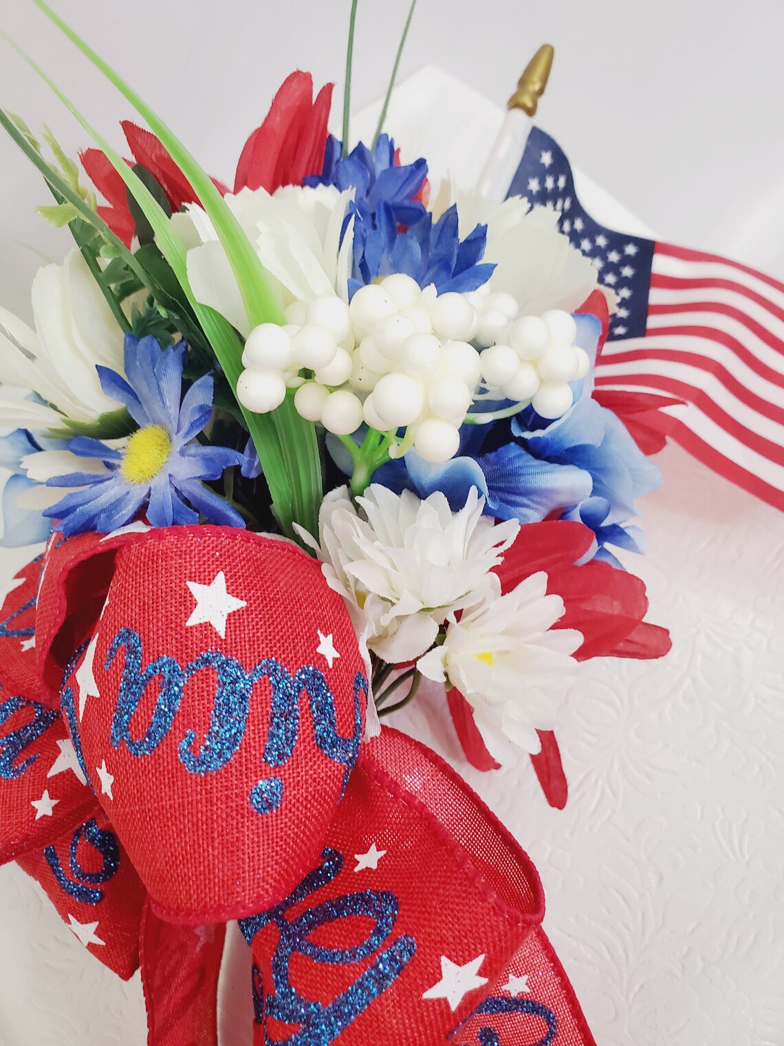 Patriotic Mausoleum Crypt Niche Silk Artificial Flower Etsy